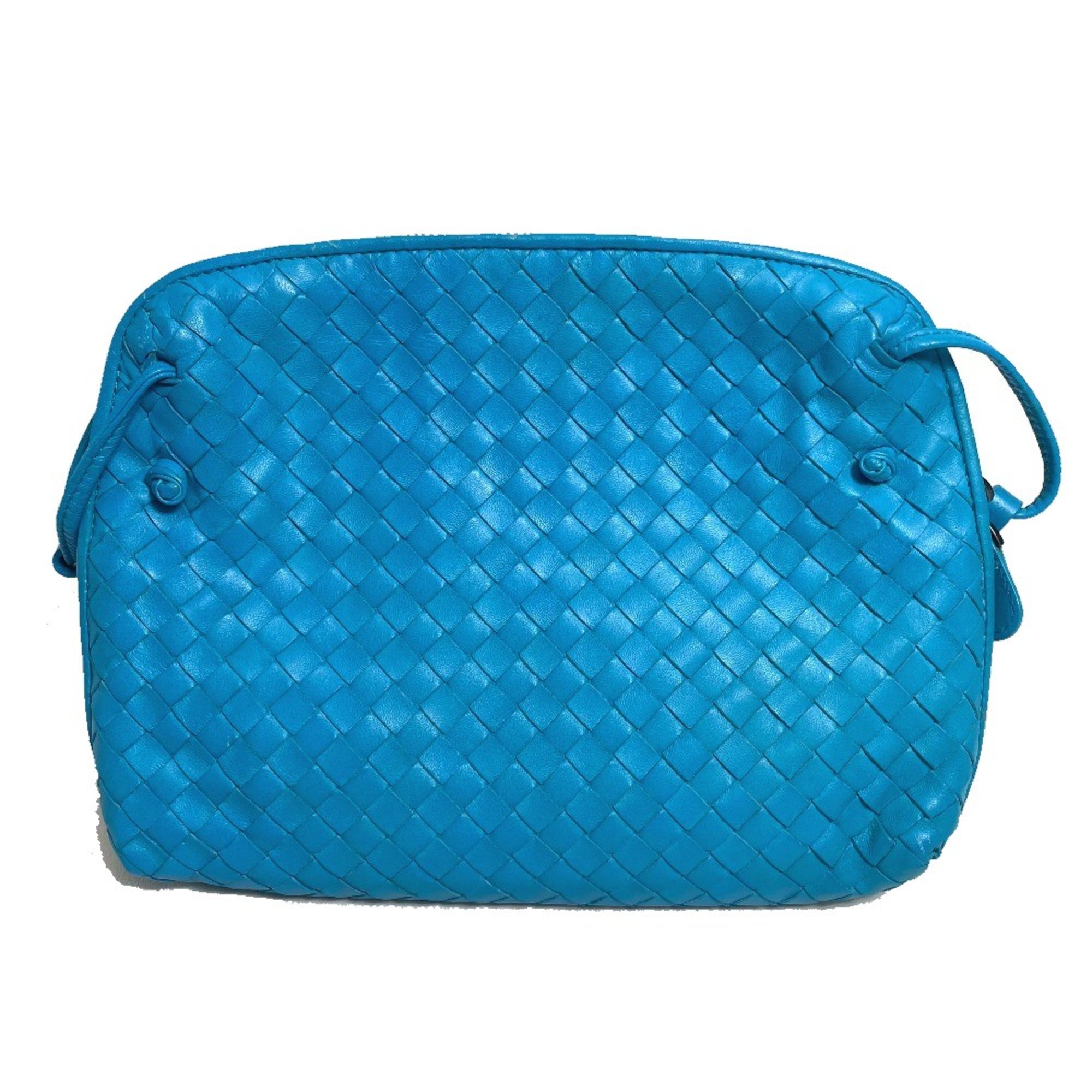 BOTTEGA VENETA 245354 Intrecciato Bag Pochette Shoulder Bag blue