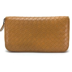 BOTTEGA VENETA Intrecciato Round fastener Long Wallet Orange Based