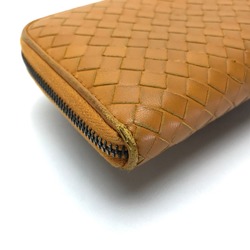 BOTTEGA VENETA Intrecciato Round fastener Long Wallet Orange Based