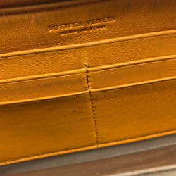 BOTTEGA VENETA Intrecciato Round fastener Long Wallet Orange Based