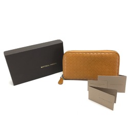 BOTTEGA VENETA Intrecciato Round fastener Long Wallet Orange Based