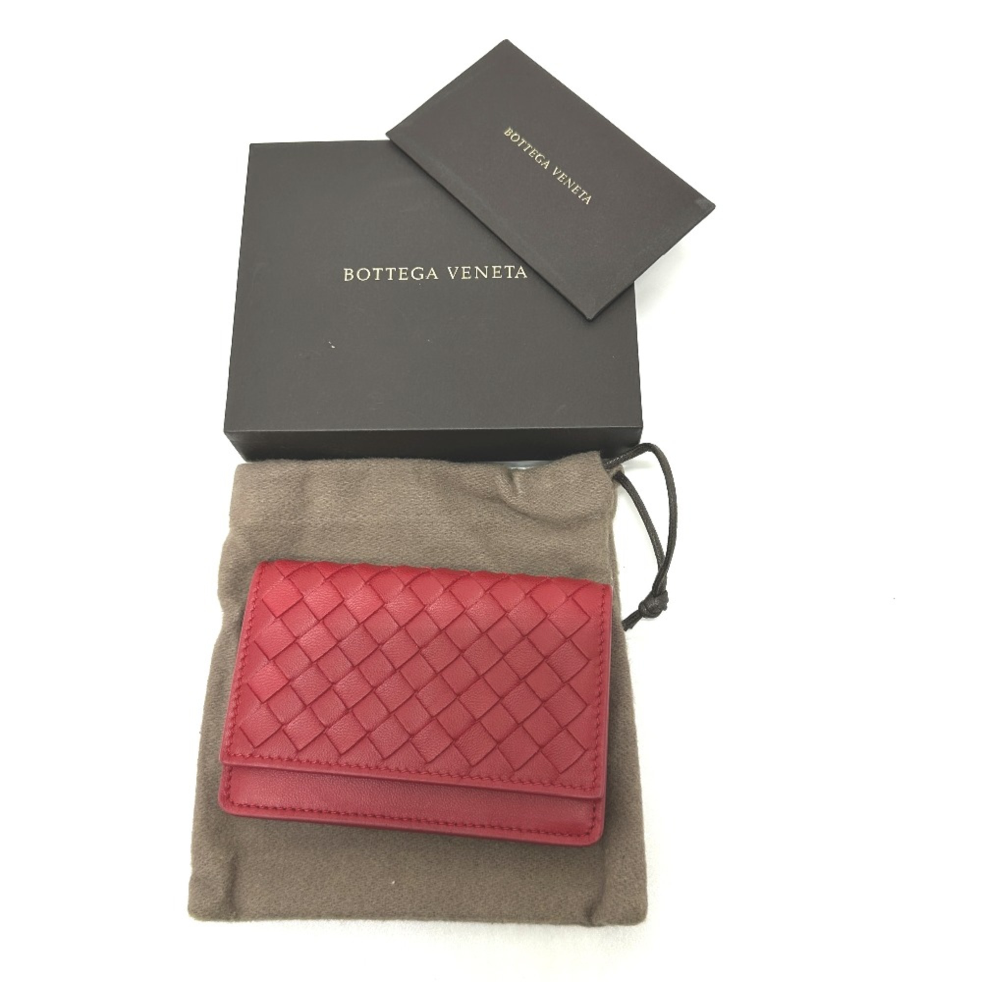 BOTTEGA VENETA S01516927L Intrecciato name card holder Card Case Red