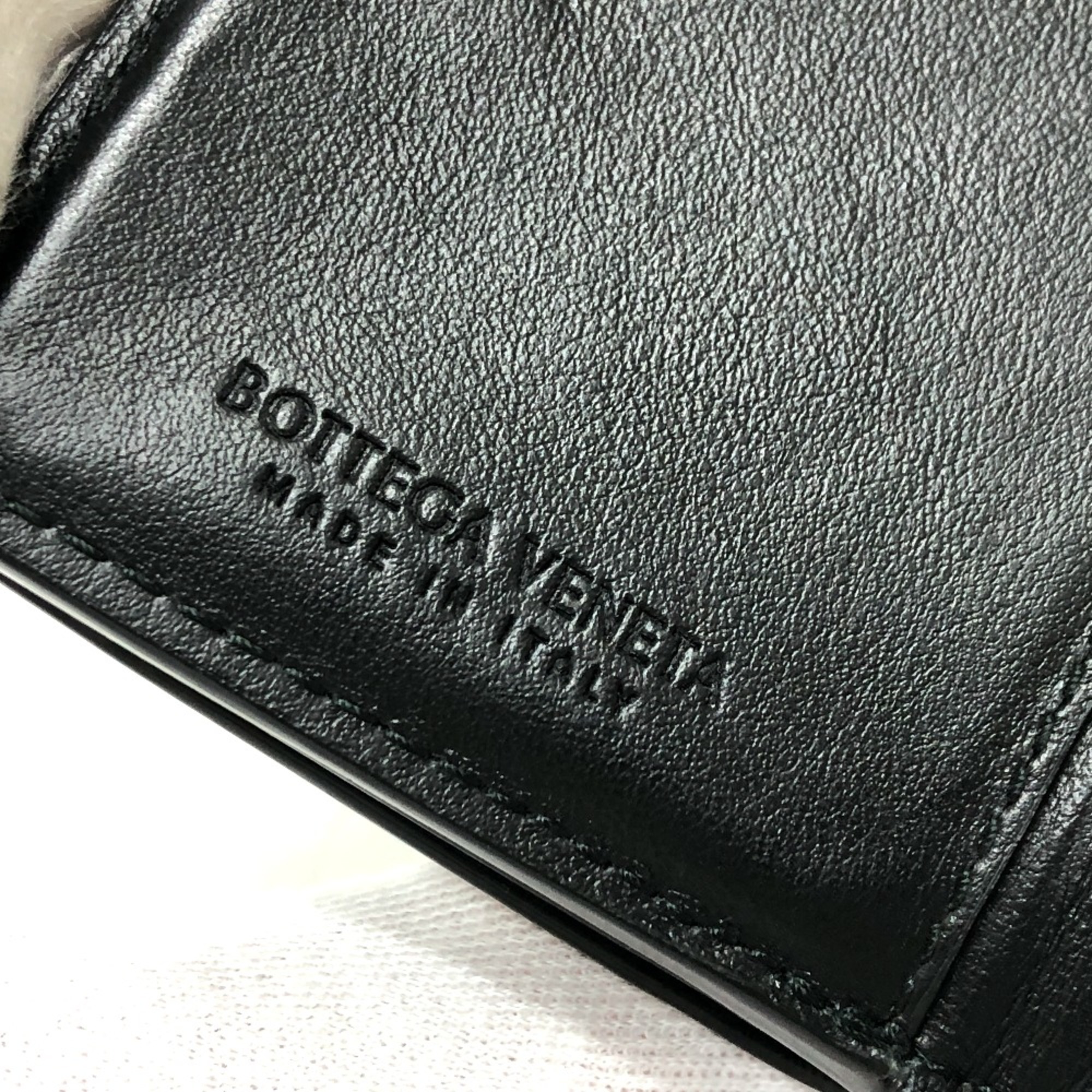 BOTTEGA VENETA 592678 Intrecciato CompactWallet Trifold wallet Black SilverHardware