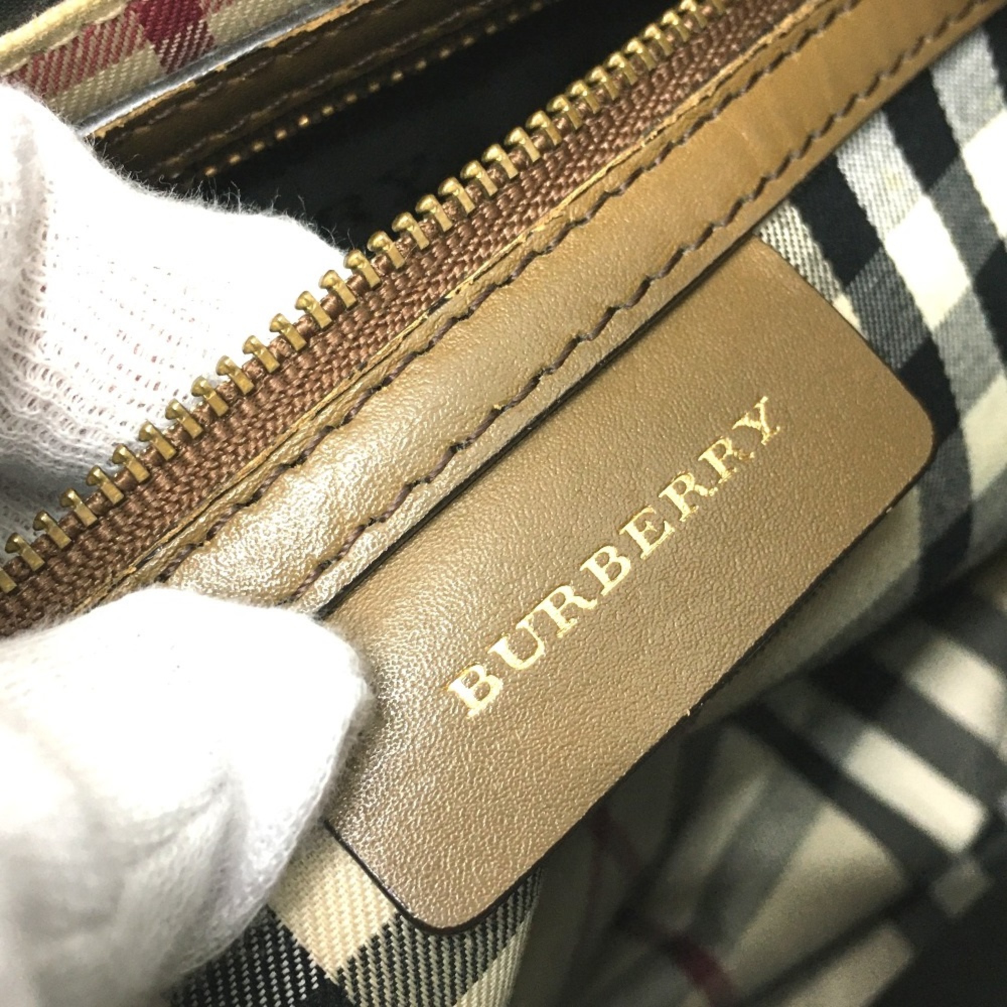 Burberry Inside check bag shawl Shoulder Bag Brown