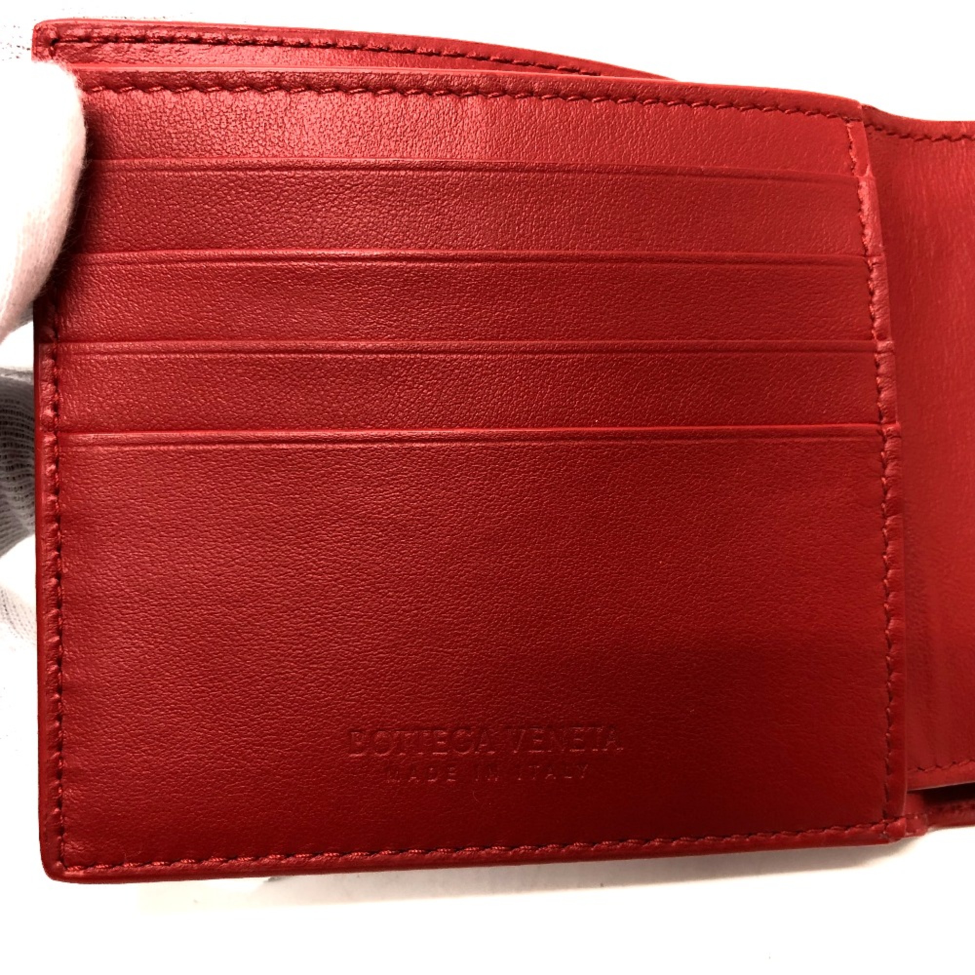 BOTTEGA VENETA Intrecciato Bifold Folded wallet Red