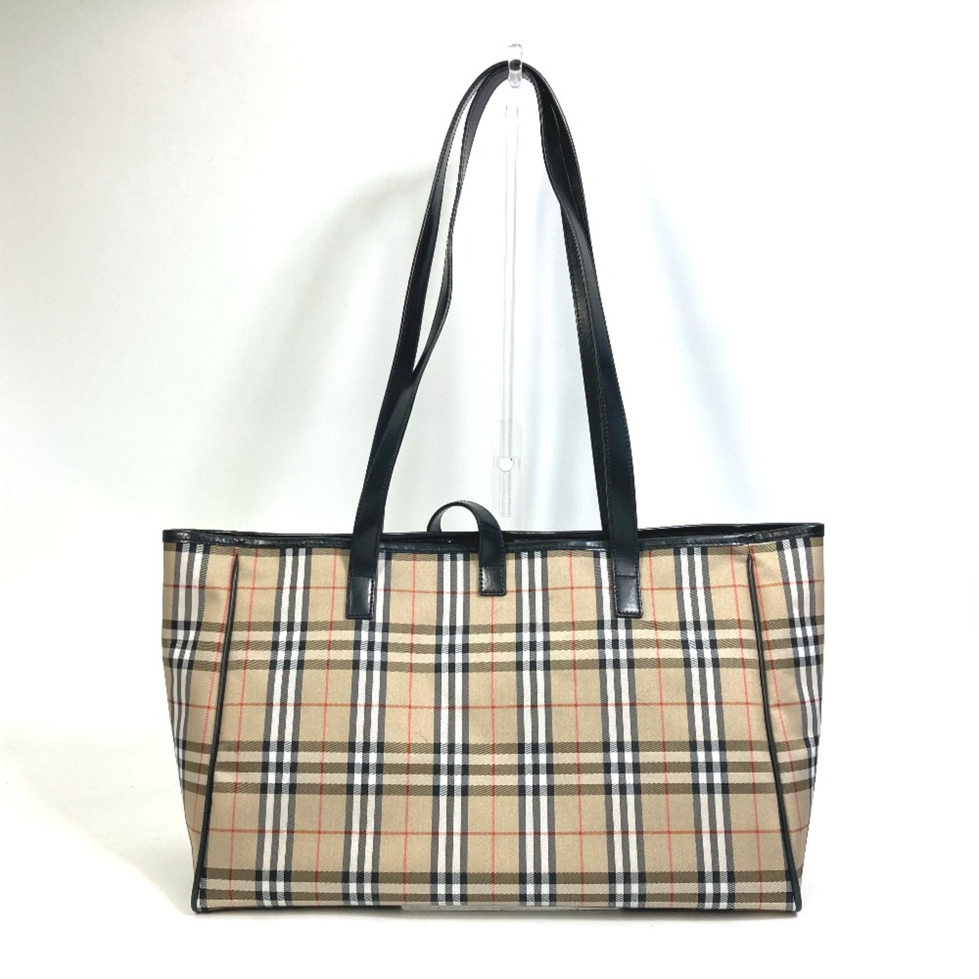 Burberry check Bag Tote Bag shawl Shoulder Bag Beige Black