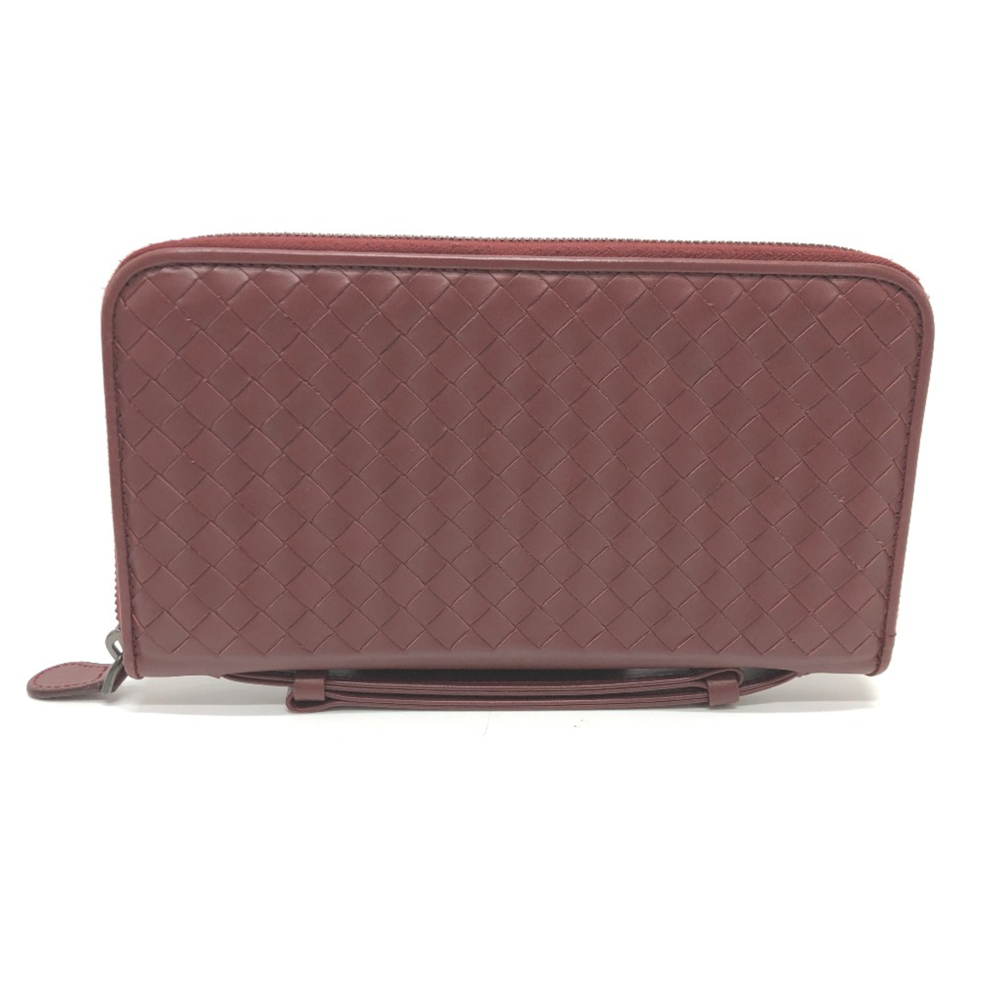 BOTTEGA VENETA Travel Case Hand Bag Long Wallet wine-red