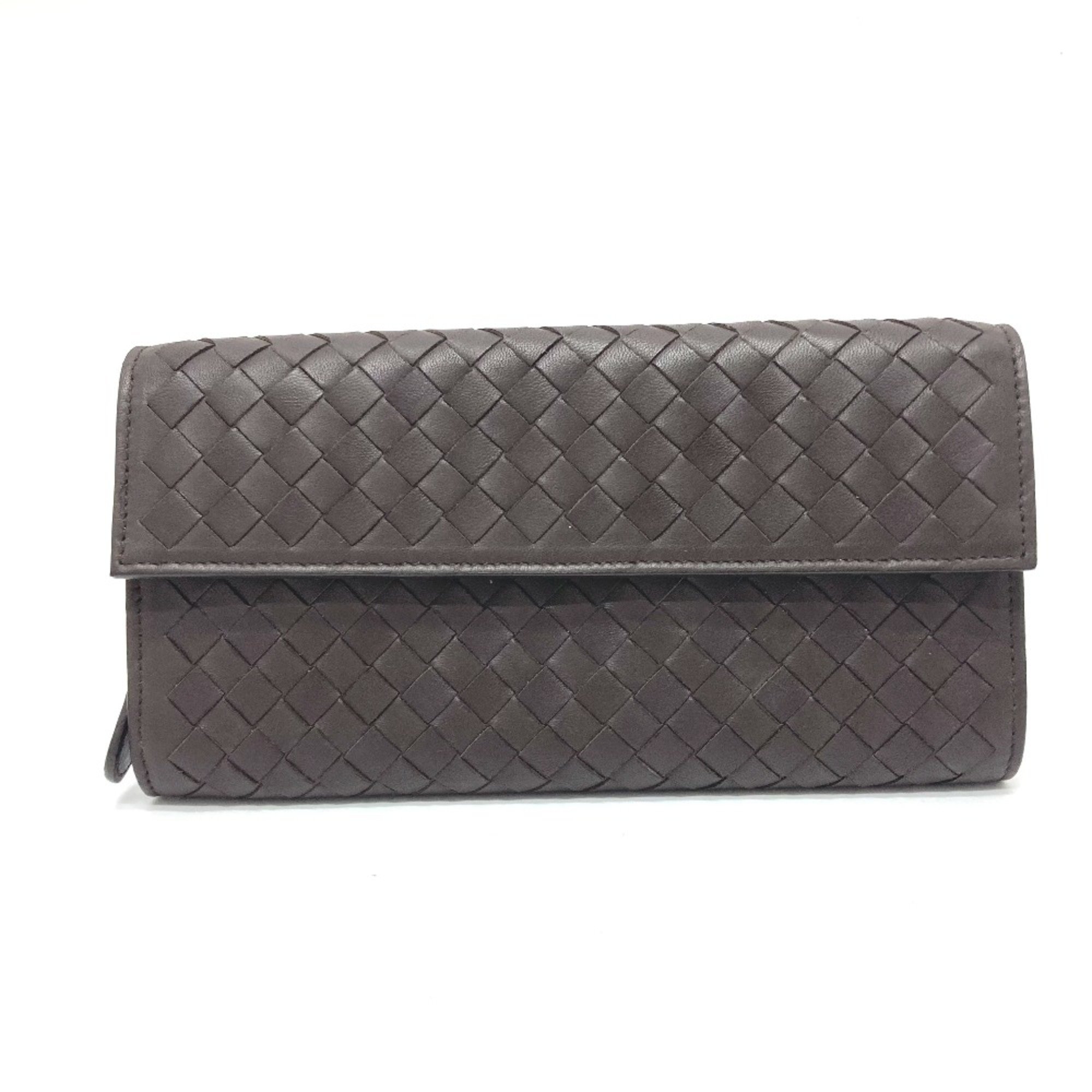 BOTTEGA VENETA 150509 Intrecciato flap Long Wallet Brown