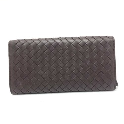 BOTTEGA VENETA 150509 Intrecciato flap Long Wallet Brown