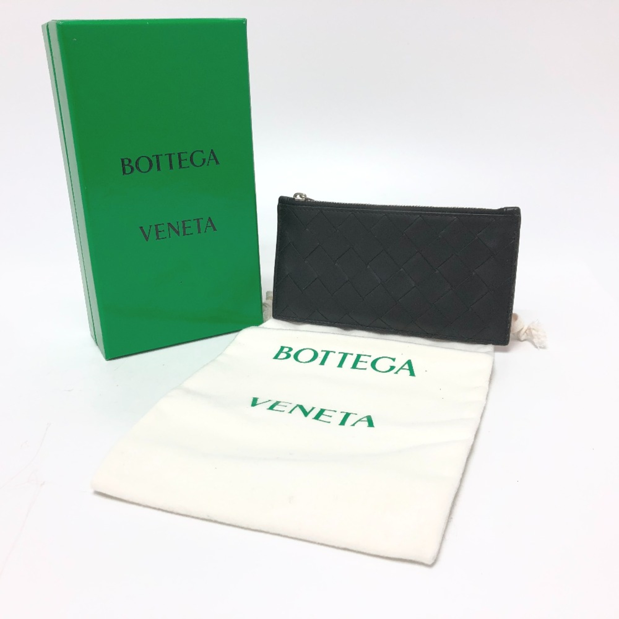 BOTTEGA VENETA Intrecciato Card Holder Wallet Card Case Red/SilverHardware