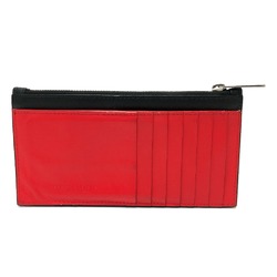 BOTTEGA VENETA Intrecciato Card Holder Wallet Card Case Red/SilverHardware