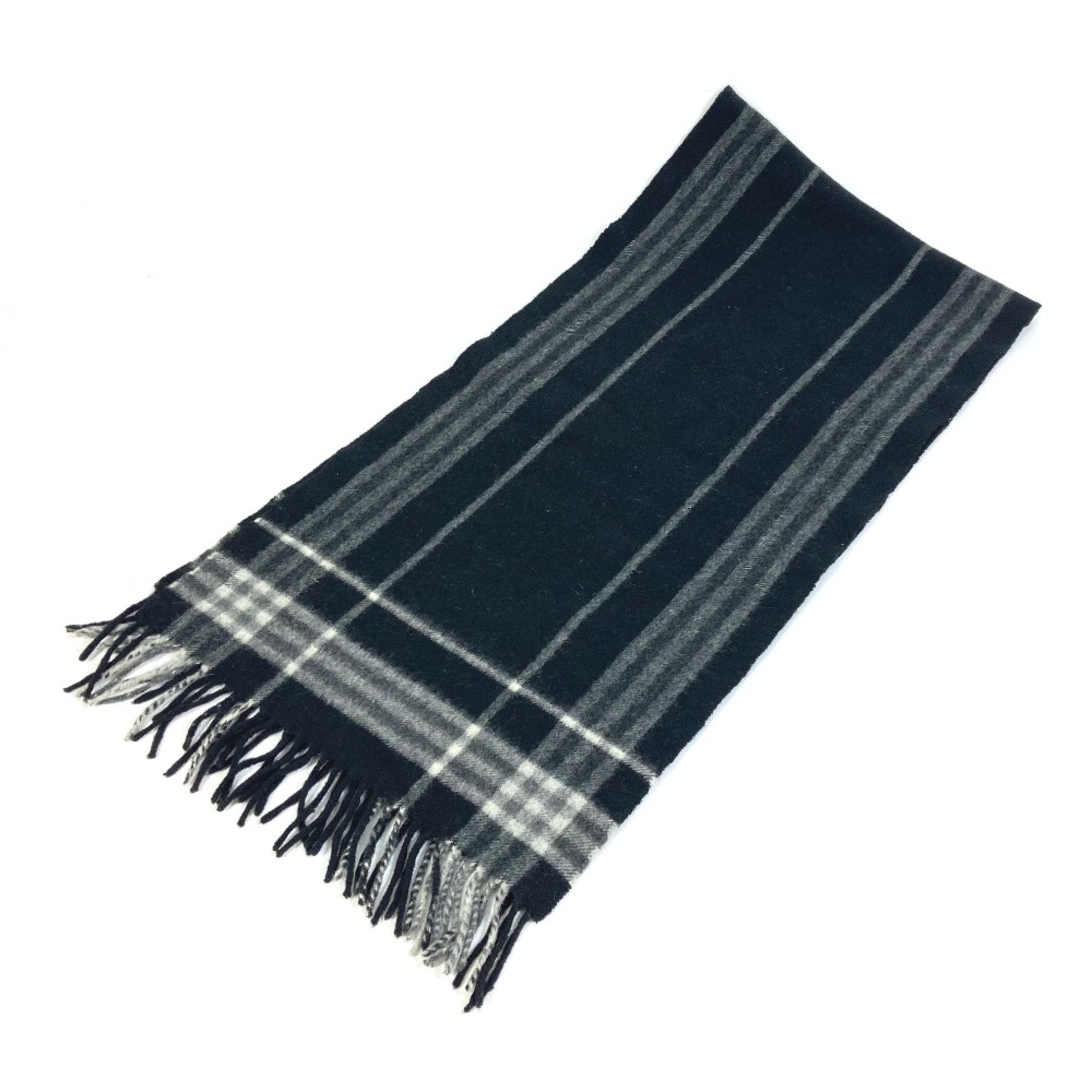 Burberry Check pattern fringe Scarf Black