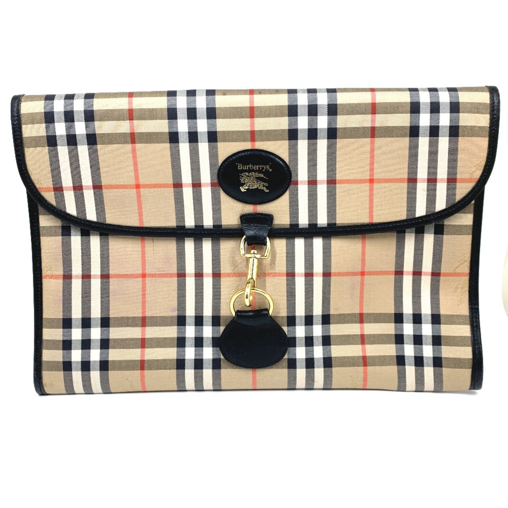 Burberry Check bag pouch Clutch bag Beige