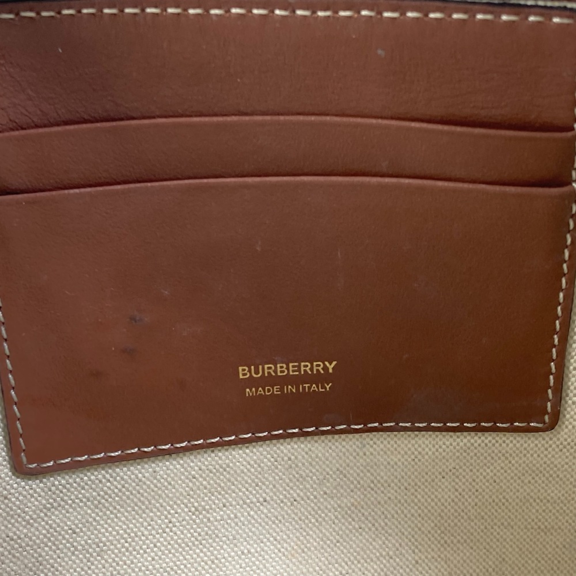 Burberry Bag TB whole pattern bag zipper zip Clutch bag Brown