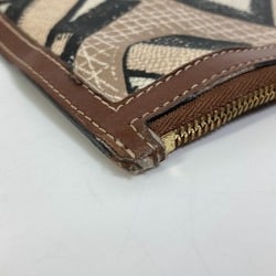 Burberry Bag TB whole pattern bag zipper zip Clutch bag Brown