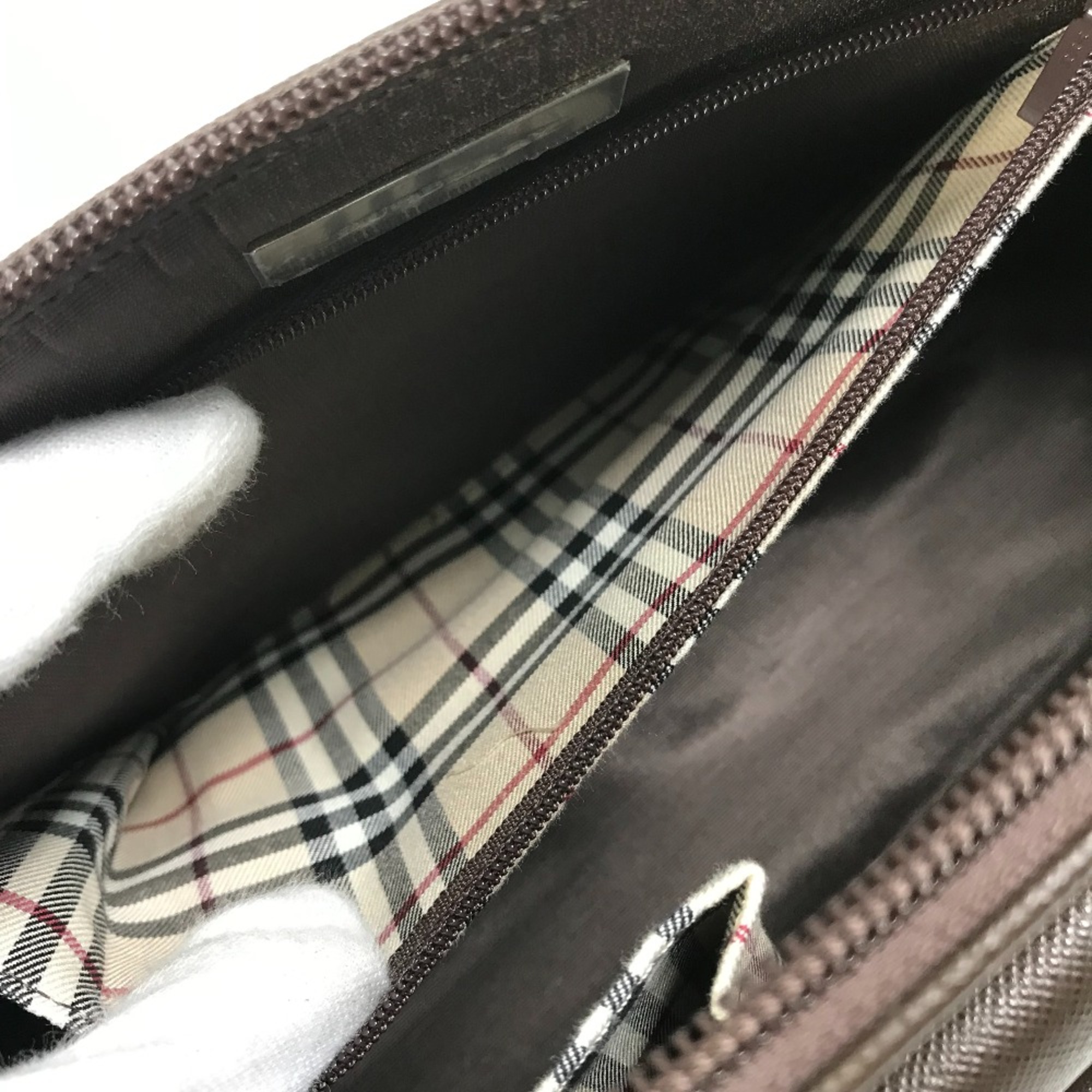 Burberry Check Tote Bag Hand Bag Brown