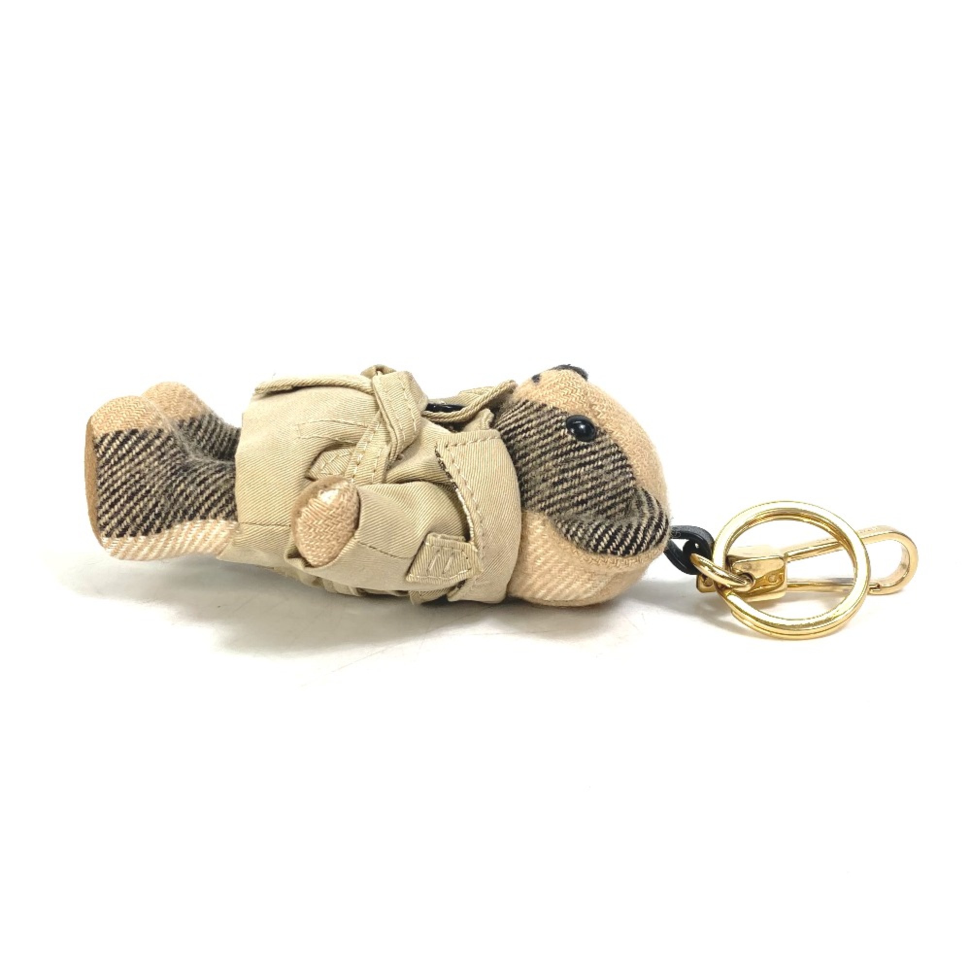 Burberry teddy bear bear animal check Key Holder Bag Charm Beige