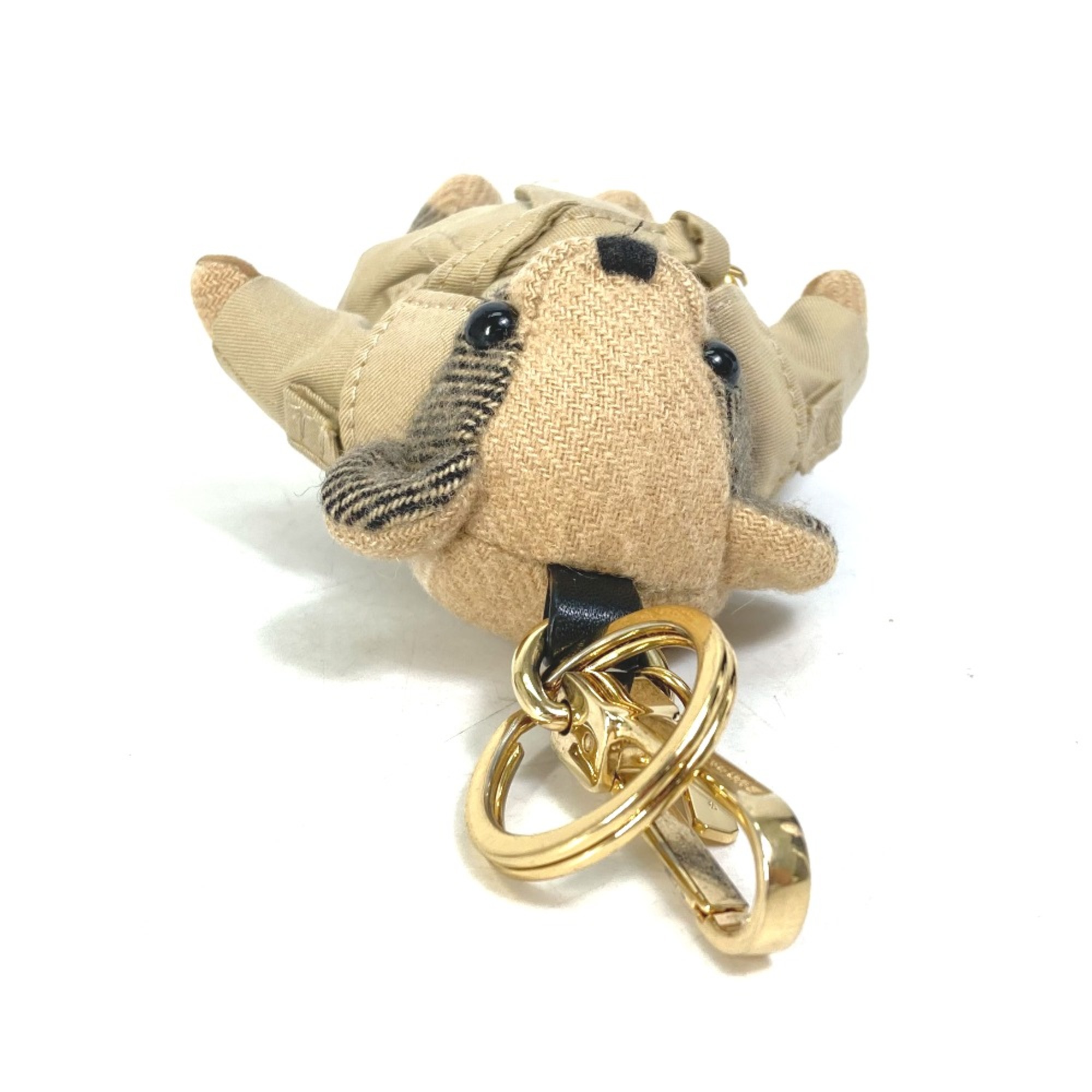 Burberry teddy bear bear animal check Key Holder Bag Charm Beige