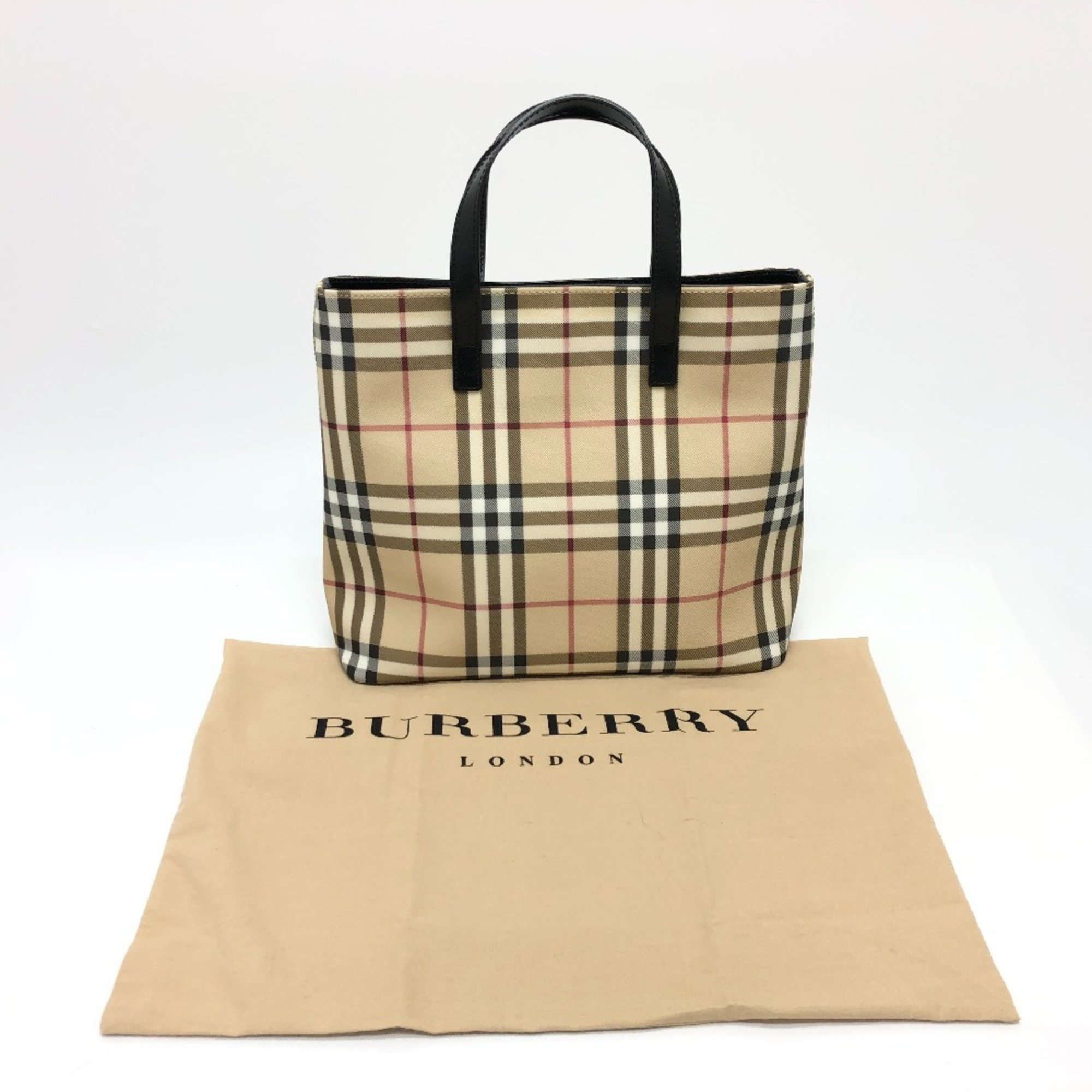 Burberry check Bag Hand Bag Beige Red/Black