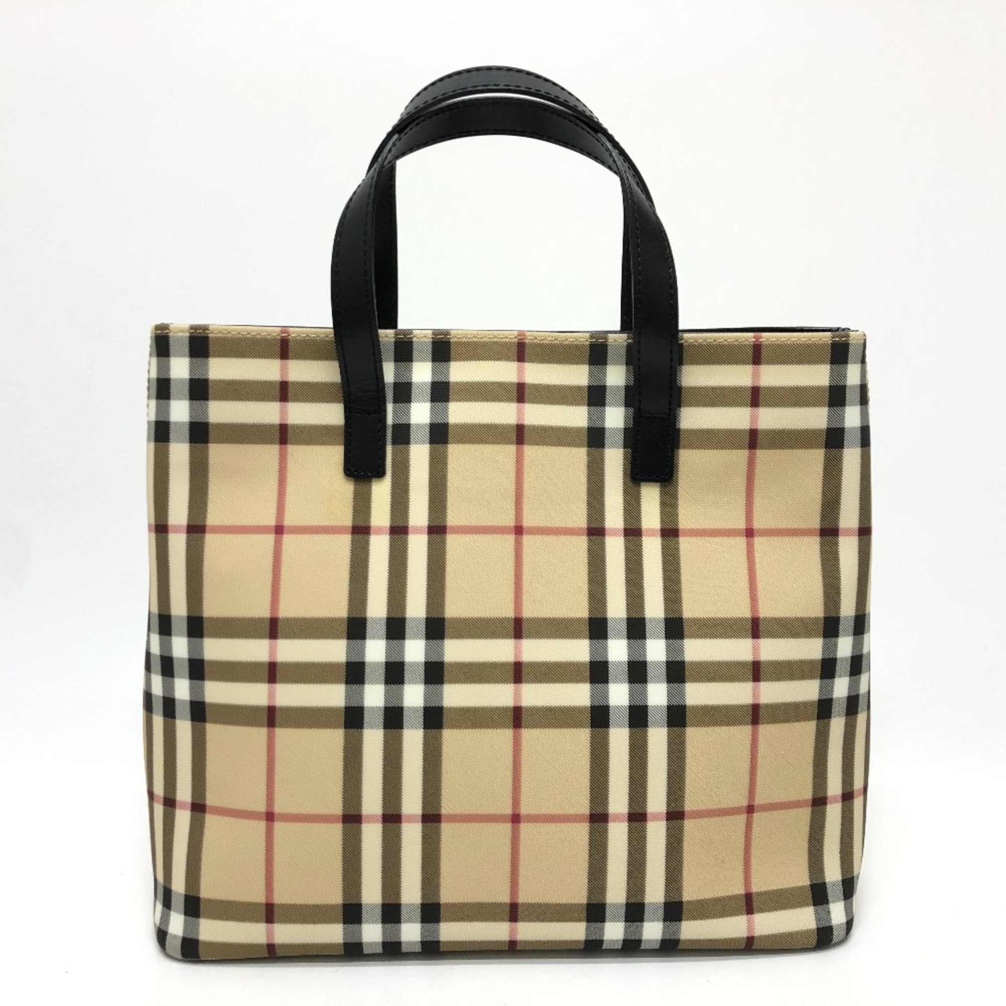 Burberry check Bag Hand Bag Beige Red/Black