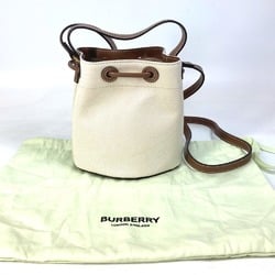 Burberry 8070576 2WAY Shoulder Bag Bucket Crossbody Tote Bag IvoryBased Brown