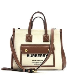 Burberry 80441431 logo 2WAY bag Hand Bag Beige Brown/GoldHardware