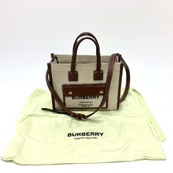 Burberry 80441431 logo 2WAY bag Hand Bag Beige Brown/GoldHardware