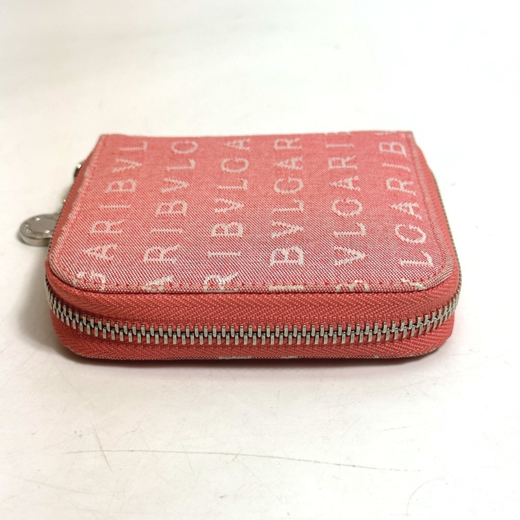 Bulgari Logo mania Zip Around Folded wallet pink White