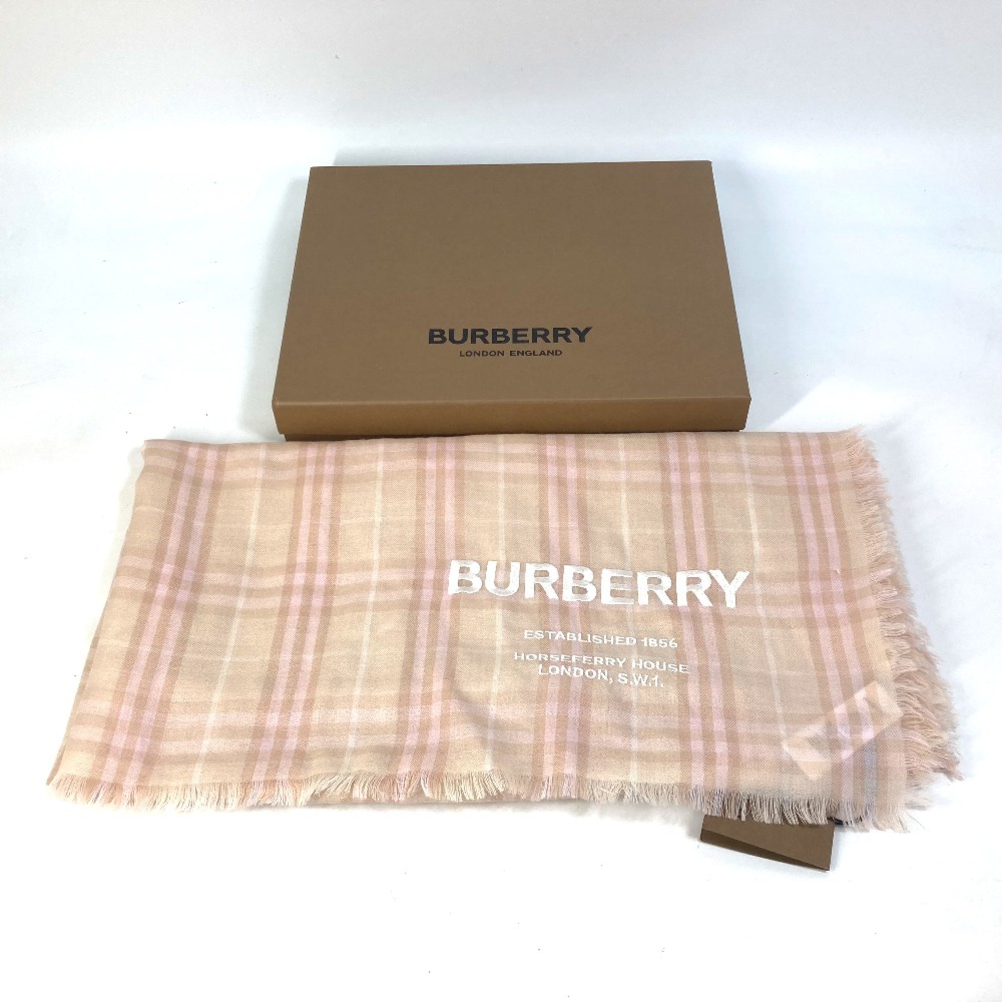 Burberry 8011095 check Stole/Shawl shawl fringe Scarf Pink/Beige