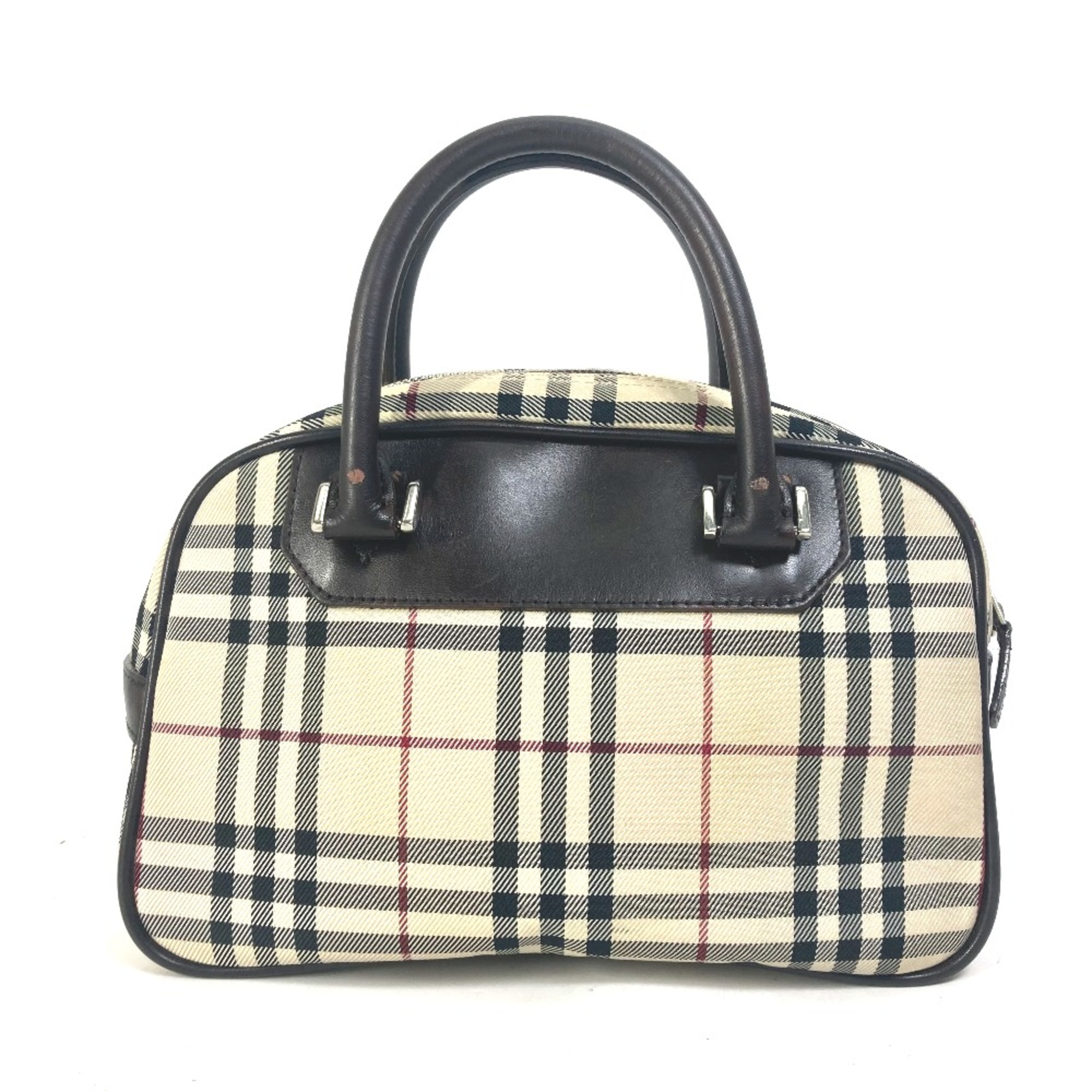 Burberry check Bag Hand Bag Beige Brown