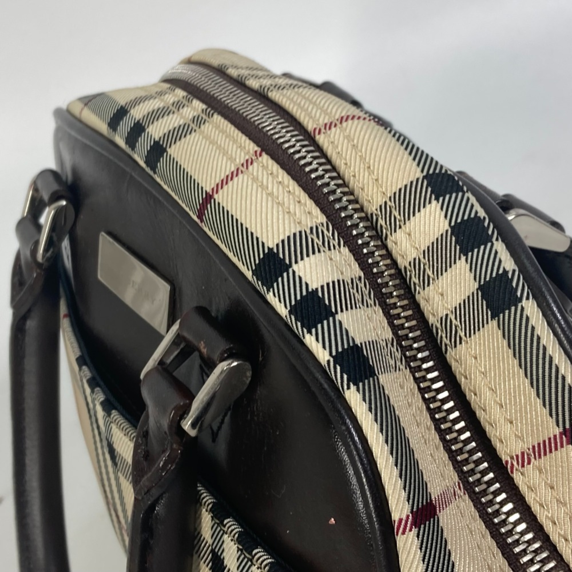 Burberry check Bag Hand Bag Beige Brown