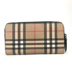 Burberry check Folded wallet Long Wallet Beige Black