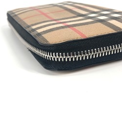 Burberry check Folded wallet Long Wallet Beige Black