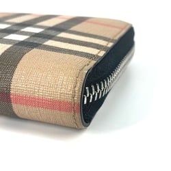 Burberry check Folded wallet Long Wallet Beige Black