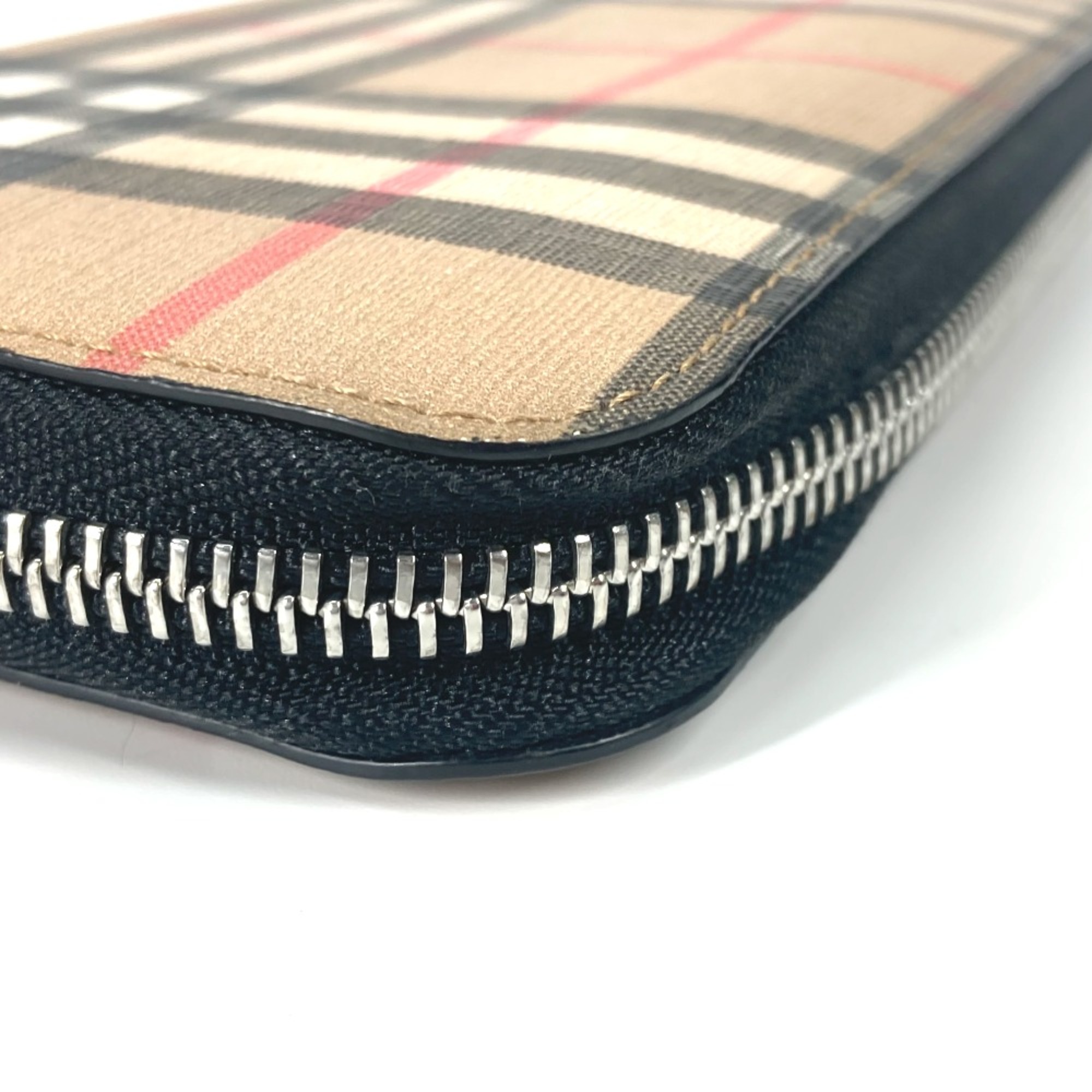 Burberry check Folded wallet Long Wallet Beige Black