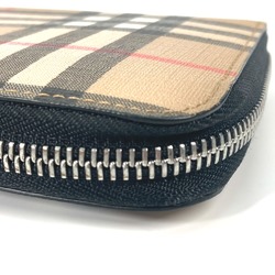 Burberry check Folded wallet Long Wallet Beige Black