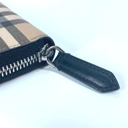 Burberry check Folded wallet Long Wallet Beige Black