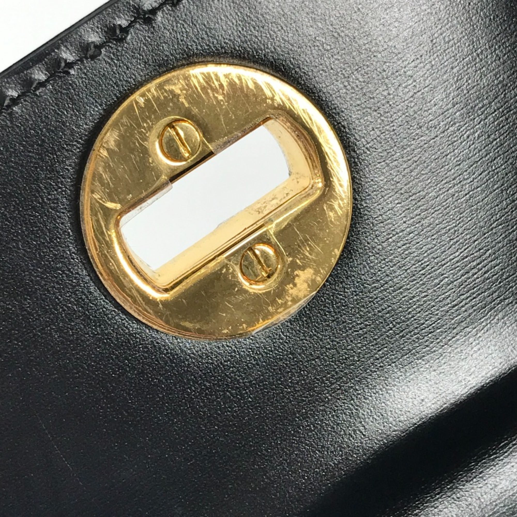 Bulgari logo Bag Shoulder Bag Crossbody Hand Bag Black Gold