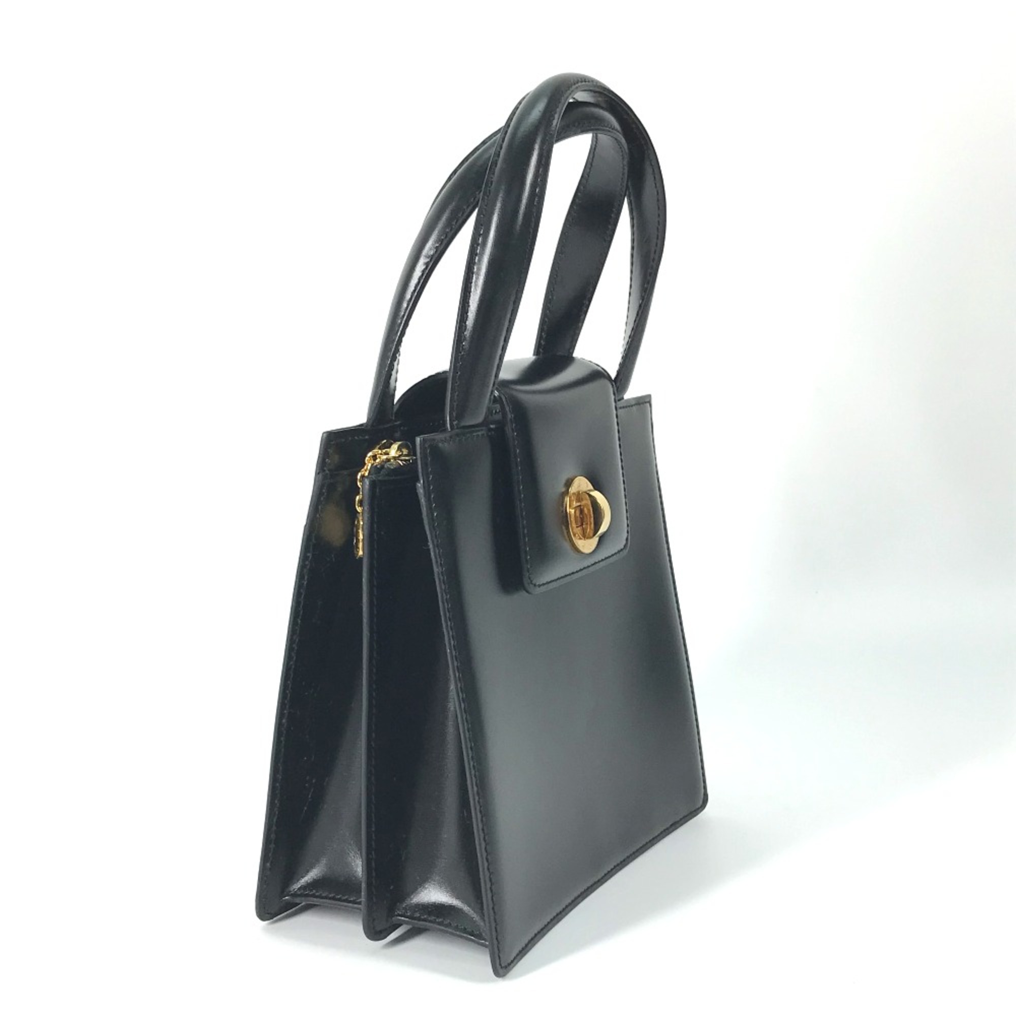 Bulgari logo Bag Shoulder Bag Crossbody Hand Bag Black Gold