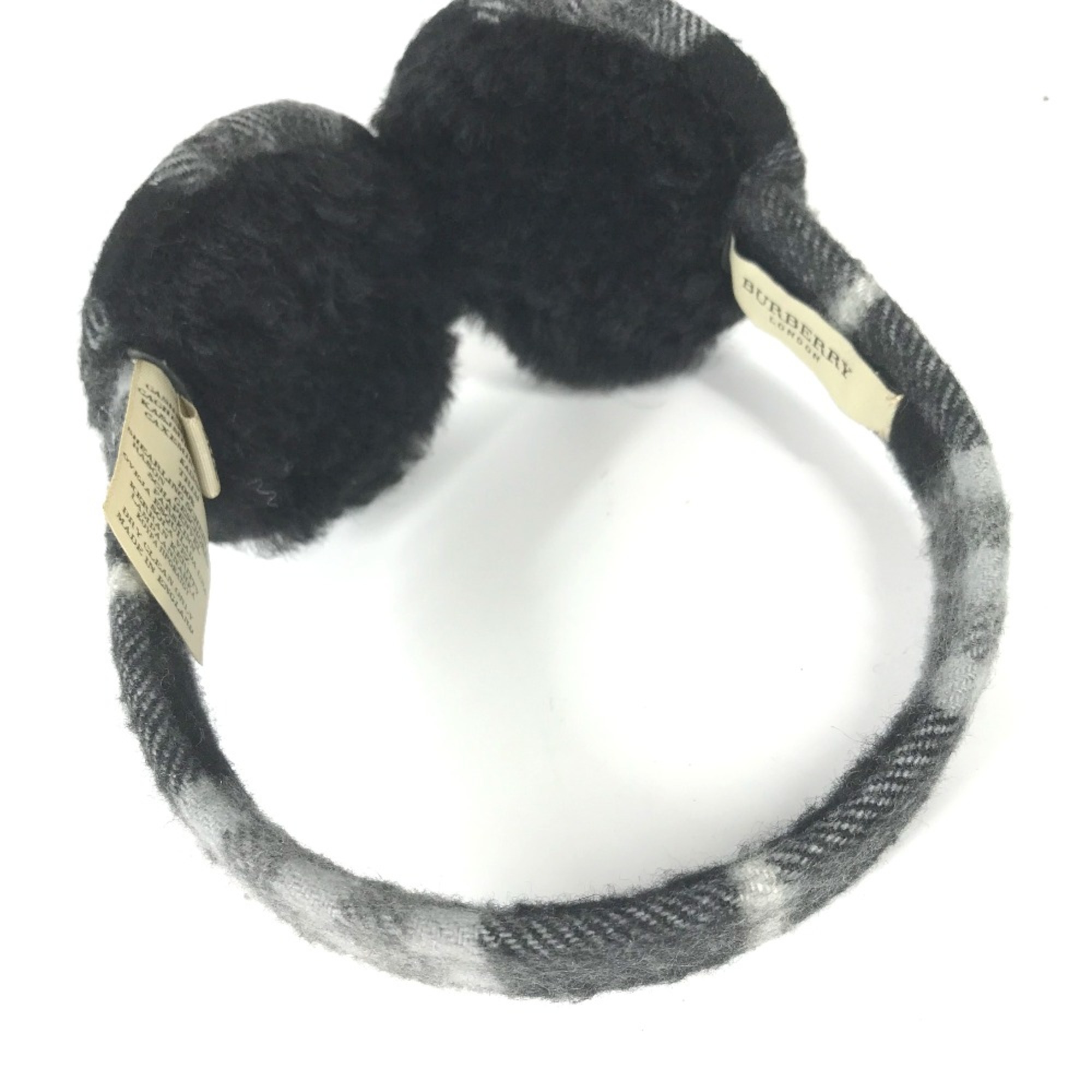 Burberry fur ear muffler ear warmer Earmuff gray Black