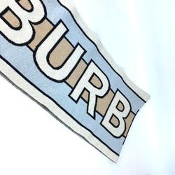 Burberry 8021740 border fringe Scarf Beige White x Light Blue Based