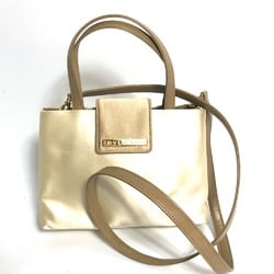 Bulgari logo 2WAY Crossbody Pouch Pochette Shoulder Bag Beige