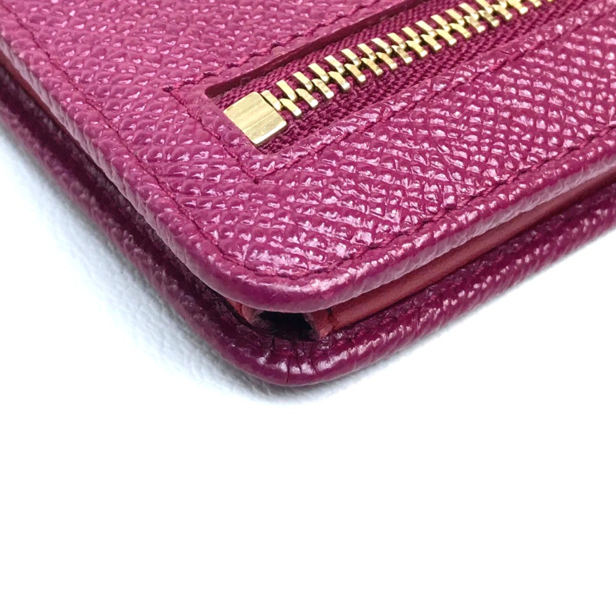 Bulgari Pass case Folded wallet Fusha Pink x Red