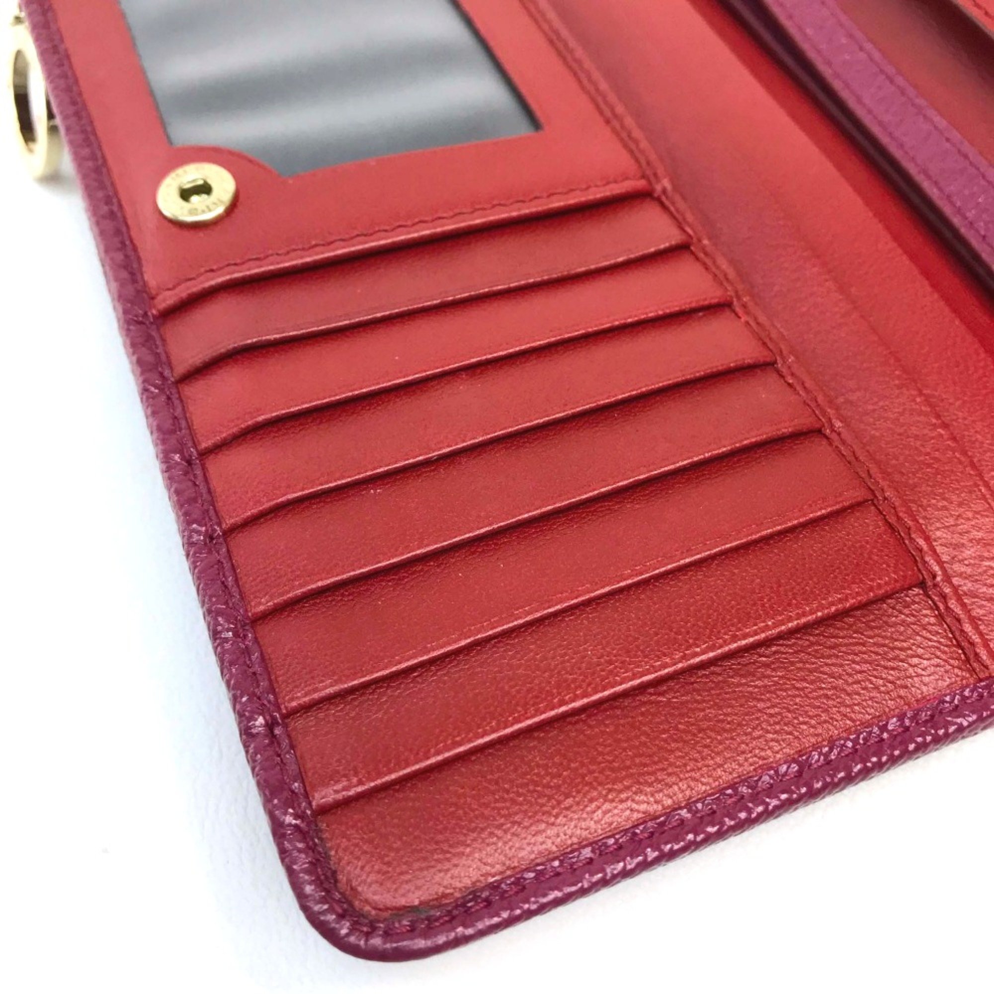 Bulgari Pass case Folded wallet Fusha Pink x Red