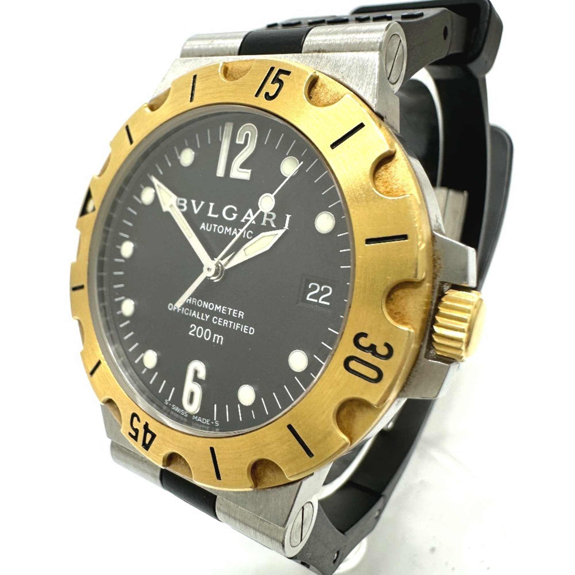 Bulgari SD38SG Automatic date Wristwatch Silver GoldHardware