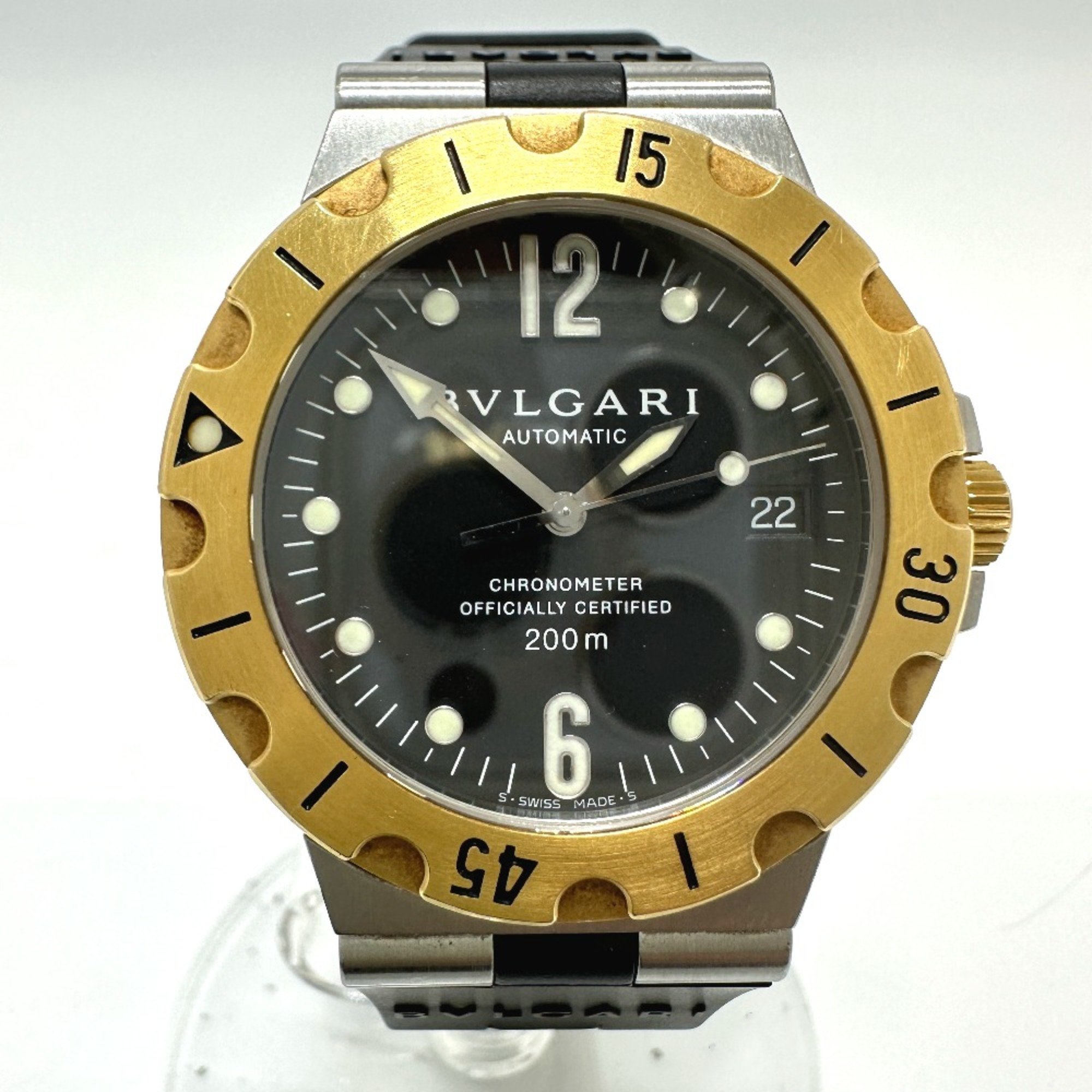 Bulgari SD38SG Automatic date Wristwatch Silver GoldHardware