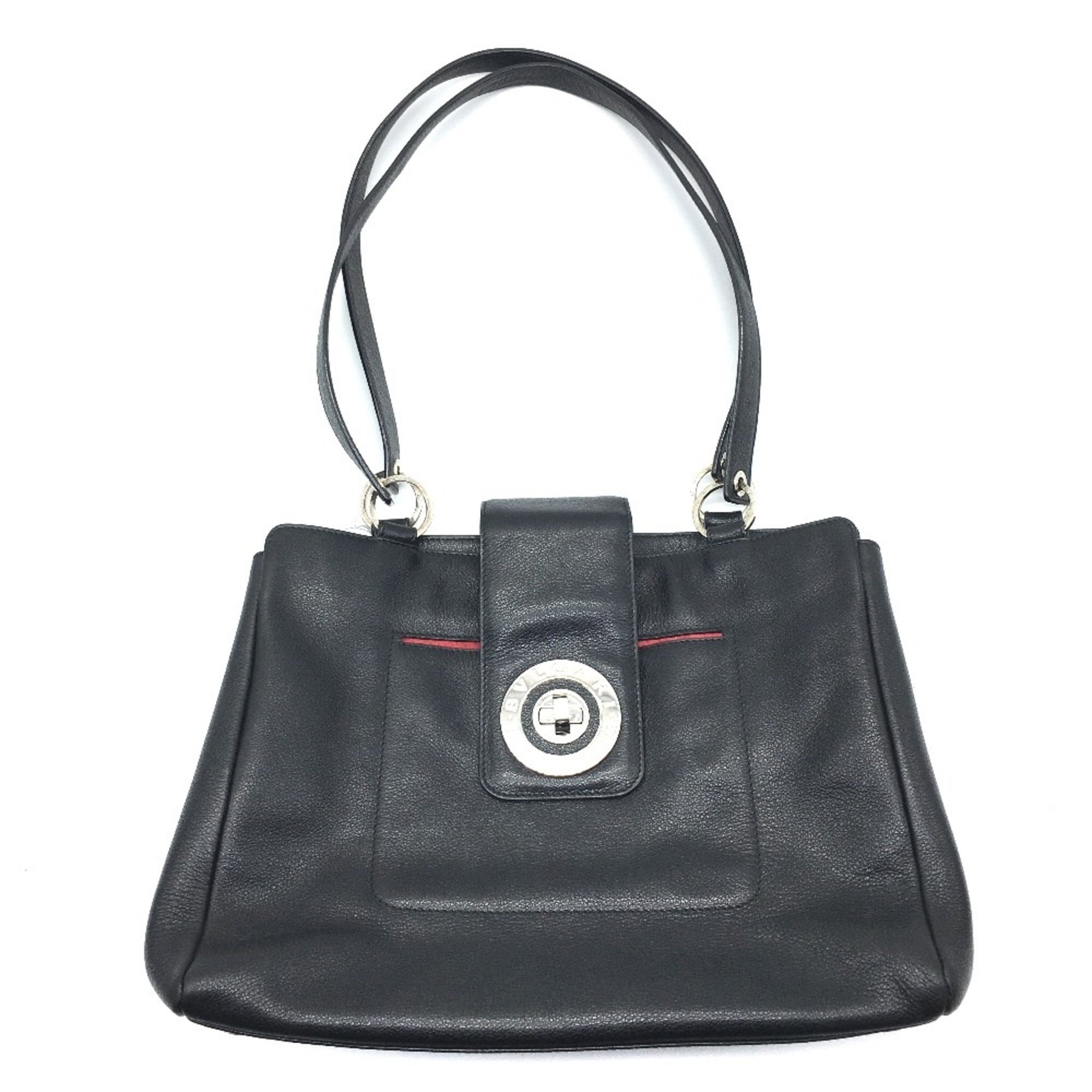 Bulgari Lock type Bag Shoulder Bag Tote Bag Shoulder Bag Black Silver