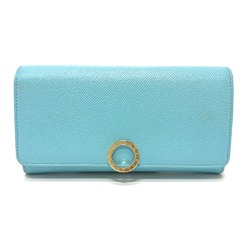 Bulgari 290476 Logo clip Folded wallet Light Blue Based blue GoldHardware