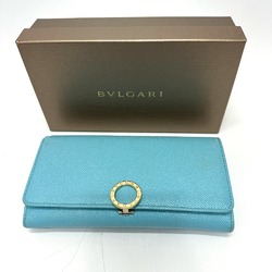 Bulgari 290476 Logo clip Folded wallet Light Blue Based blue GoldHardware