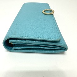 Bulgari 290476 Logo clip Folded wallet Light Blue Based blue GoldHardware